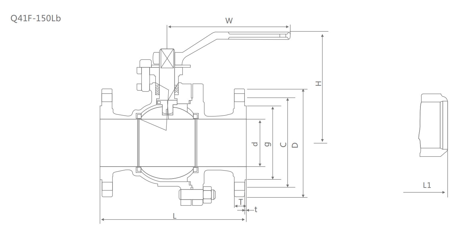 V&Aacute;LVULA DE ESFERA FLANGE DE DUAS PE&Ccedil;AS &Agrave; SEGURAN&Ccedil;A CONTRA INC&Ecirc;NDIO Q41F-150LB