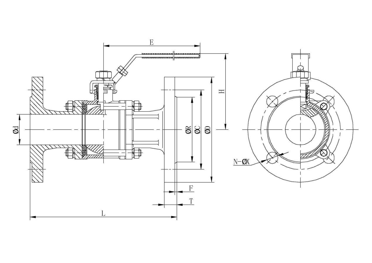 V&aacute;lvula de esfera de flange ss de 3 unidades DIN-v&aacute;lvula masoneilan