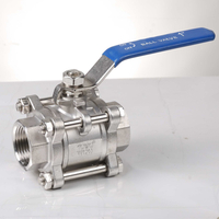 Válvulas de esfera parafusadas flutuantes de aço inoxidável de 3 peças com corpo dividido